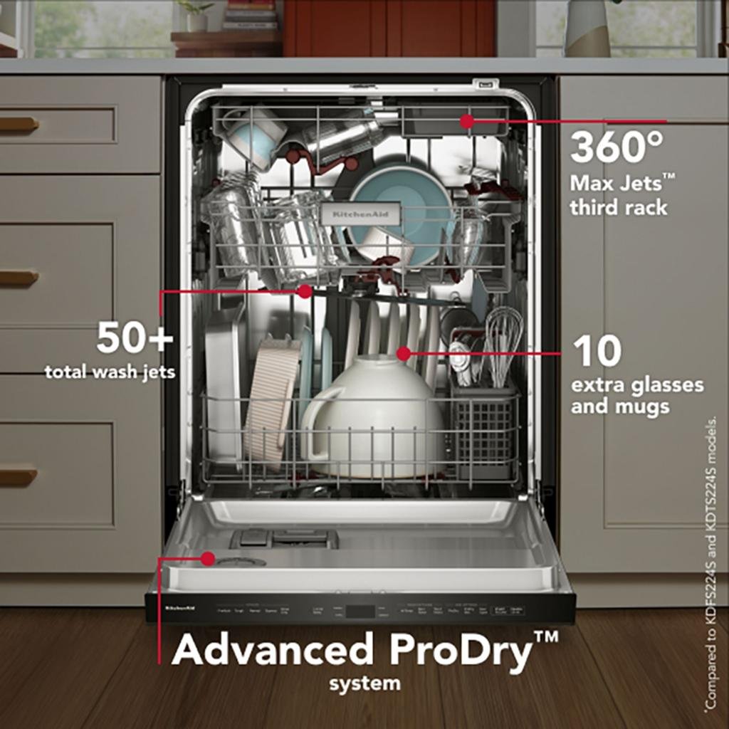 KitchenAid 24" 360° Max Jets Third Rack Top Control Built-In Dishwasher with Advanced ProDry System and Ultra-bright LED Lighting image 1