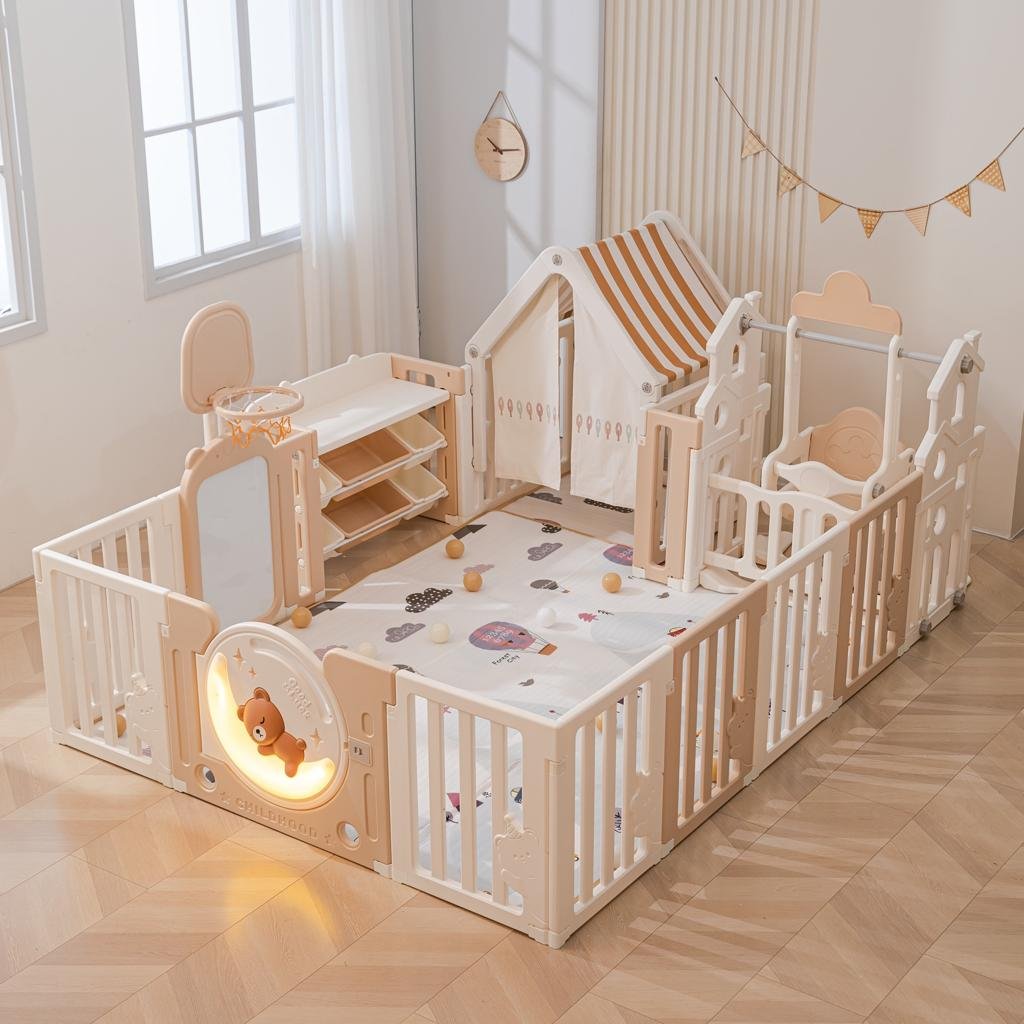 Playpen for Toddler and Babies Pure Era Playpen with 1.6in Thick Mat image 2