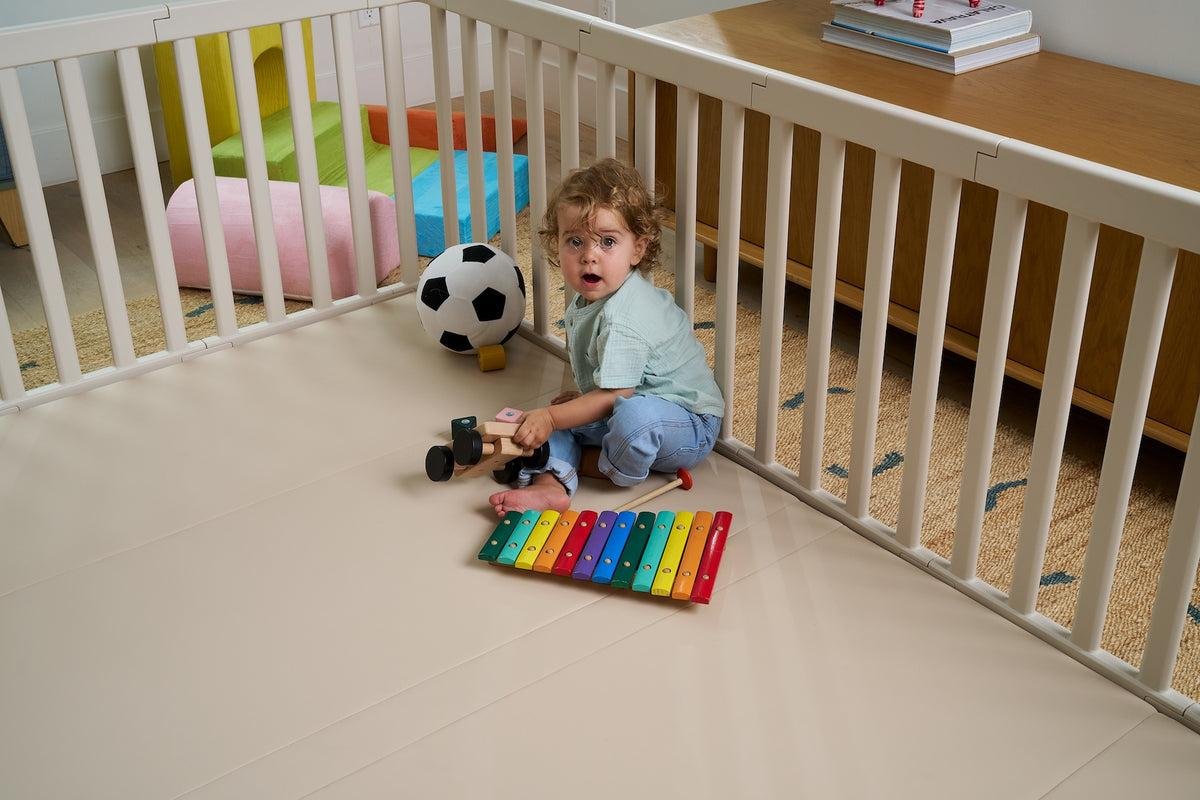 Baby Playpen & Play Mat Set | Extra Large 5×7 ft Playpen & Play Mat Bundle | Premium Furniture-Style Play Yard | Non-Toxic Cushioned Baby Play Area image 1