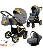 LuxeRide Elite 3-in-1 Baby Stroller, Bassinet & Car Seat - Comfort Modes for Sleeping & Sitting - Gold image 2