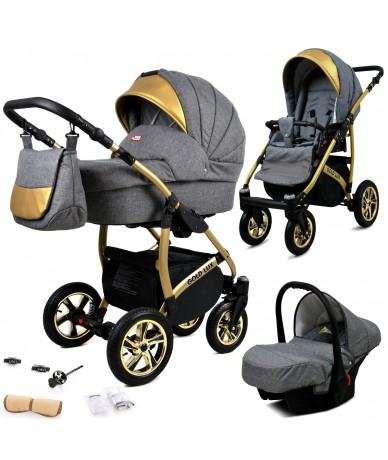 LuxeRide Elite 3-in-1 Baby Stroller, Bassinet & Car Seat - Comfort Modes for Sleeping & Sitting - Gold image 2