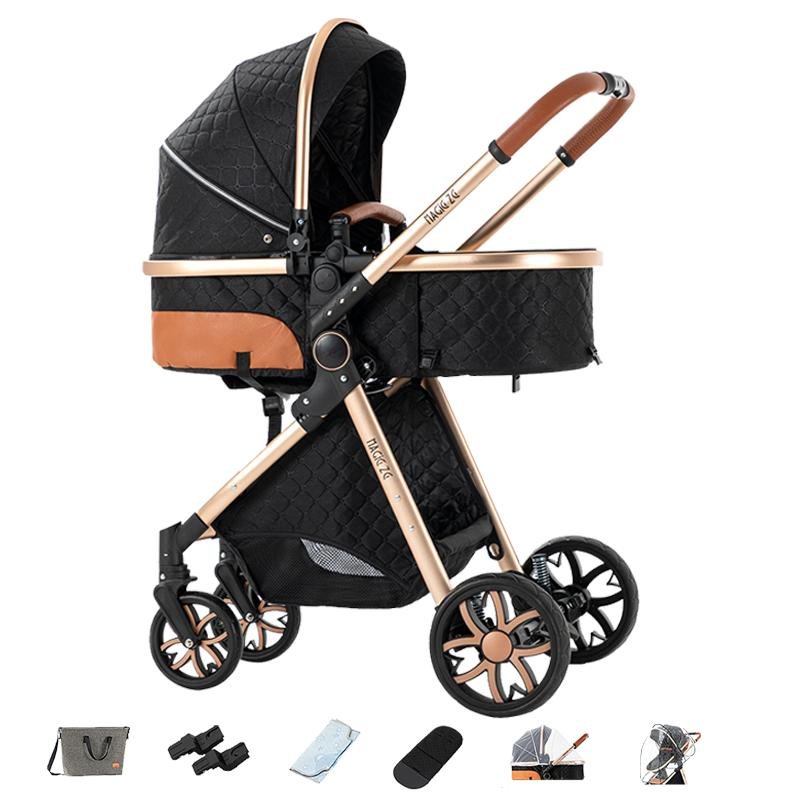 LuxeRide Elite 3-in-1 Baby Stroller, Bassinet & Car Seat - Comfort Modes for Sleeping & Sitting - Gold image 1