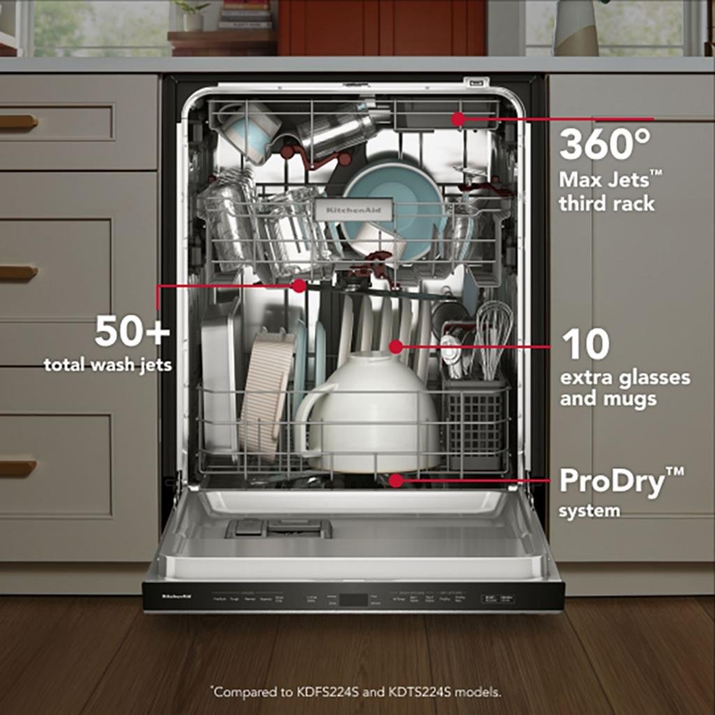 KitchenAid 24" 360 Max Jets Third Rack Top Control Built-In Dishwasher with Advanced ProDry System and Ultra-bright LED Lighting image 1